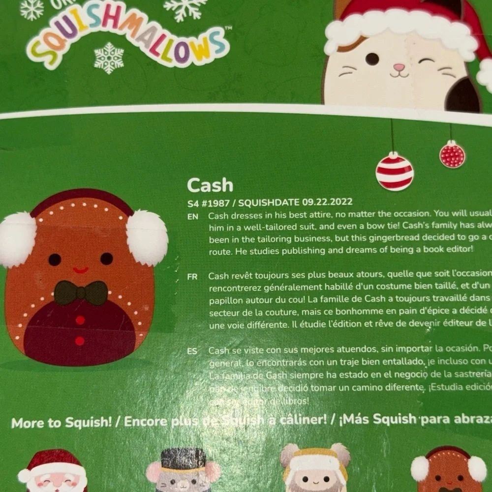 Set of 4 NEW Christmas Squishmallow Ornaments Santa Nick, Dray, Cash, Murray